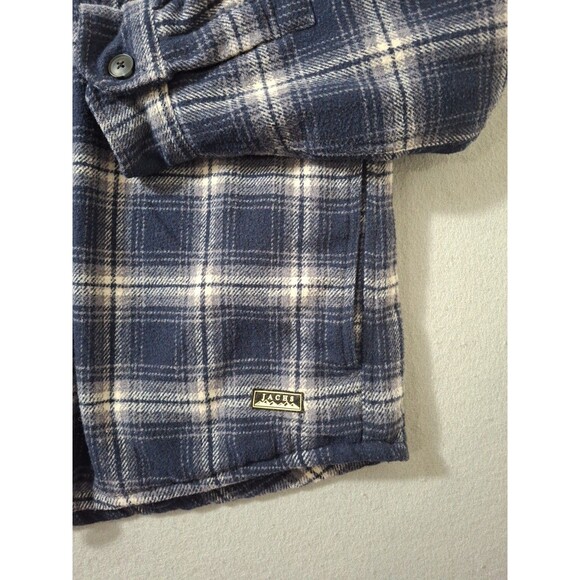 Jachs New York Mens Flannel Jacket Large Blue Plaid Wool Shacket Chore Coat - Picture 3 of 13